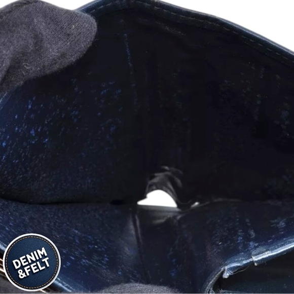 Burberry Navy Blue Plaid Leather Nova Check Clasp Bi-Fold Wallet 💙♥️ - Picture 9 of 10